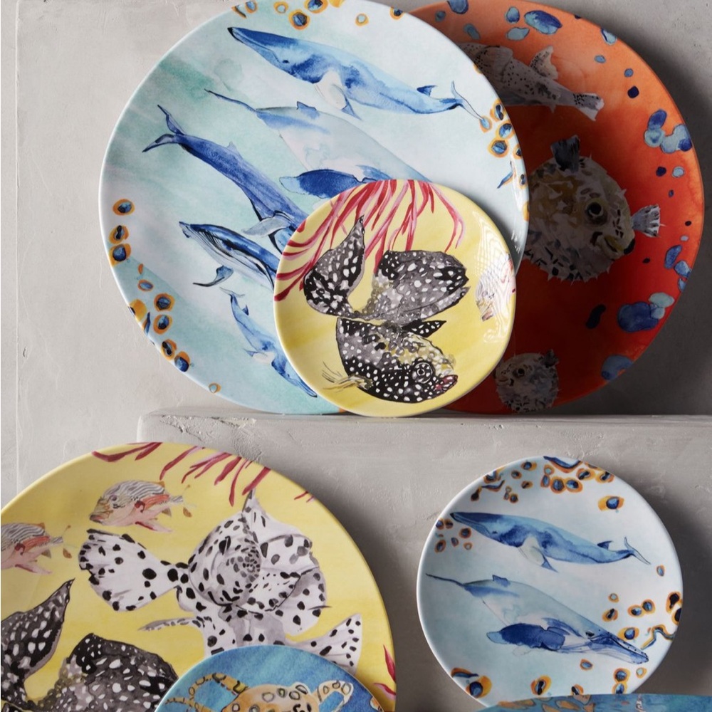 Anthropologie ‘Under Sea Melamine Dinner Plate’ Set